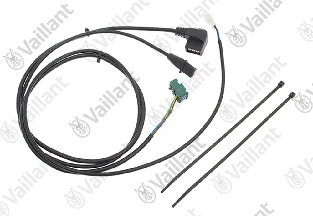 Vaillant Kabelbaum mit mehreren Leitungen und Steckverbindern, geeignet für eine Pumpe. Enthält auch Kabelbinder zur Befestigung.